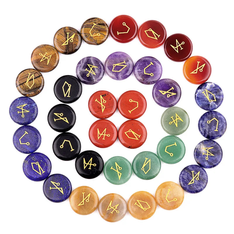 Natural Crystal 25mm Feng Shui DIY Model Four Major Angel Symbols Southeast Northwest Star Decorations Engraved Reiki Stone