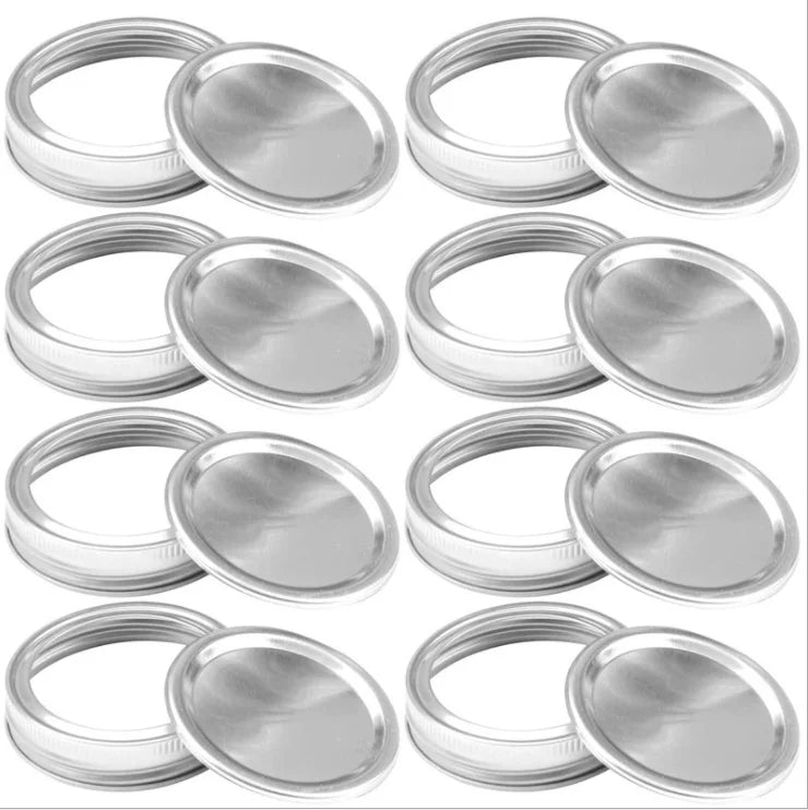 Hot Sale 70mm Regular Mouth Silver Metal Screw Cap Two-Part Split-Type for Multi-Usage Mason Glass Jars Bottle Lids Closures