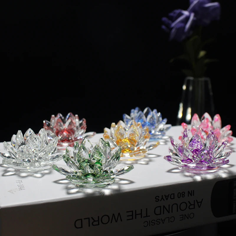 Feng Shui Religious Gift Crystal Lotus Ornaments K9 Lotus Paperweight Wedding Decoration