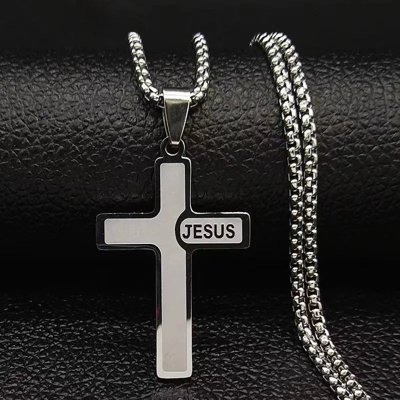 Top Trend Accessories Factory Direct Sales JESUS Titanium Steel Cross Necklace Cross-border Bestseller Jewelry Wholesale
