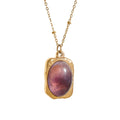 Ins Design Big Oval Stone Necklace Stainless Steel Material Gold Plated Tumbled Crystal Pendant Women Jewelry