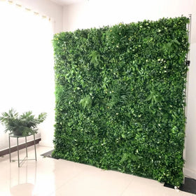 I-1017 Customized 8*8ft Rose Artificial Green Fabric Flower Wall