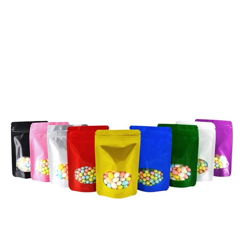 Supplier Custom Colorful Packaging Aluminium Foil Pouch Zipper Stand up Bag for Food Packaging With Round Display Window