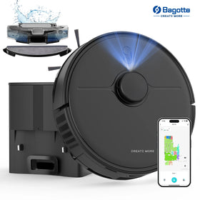 3-in-1 5000Pa Suction Mop LiDAR Navigation Wi-Fi/App/Alexa Compatible Hard Floors Wet/Dry Battery Robot Vacuum Cleaner