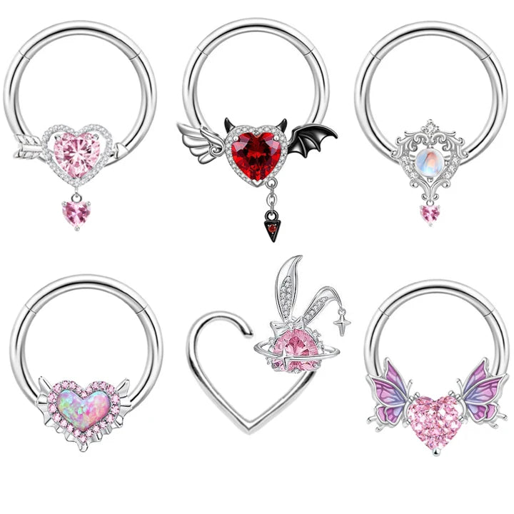 Gaby Heart Septum Clicker Stainless Steel Surgical Steel Piercing Nose Ring Bulk Dangle Nose Ring Piercing  Jewelry