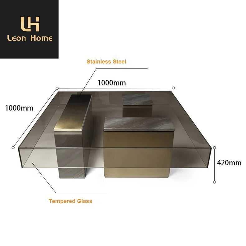 European Style Living Room Furniture Center Tea Table Glass Top Modern Coffee Table