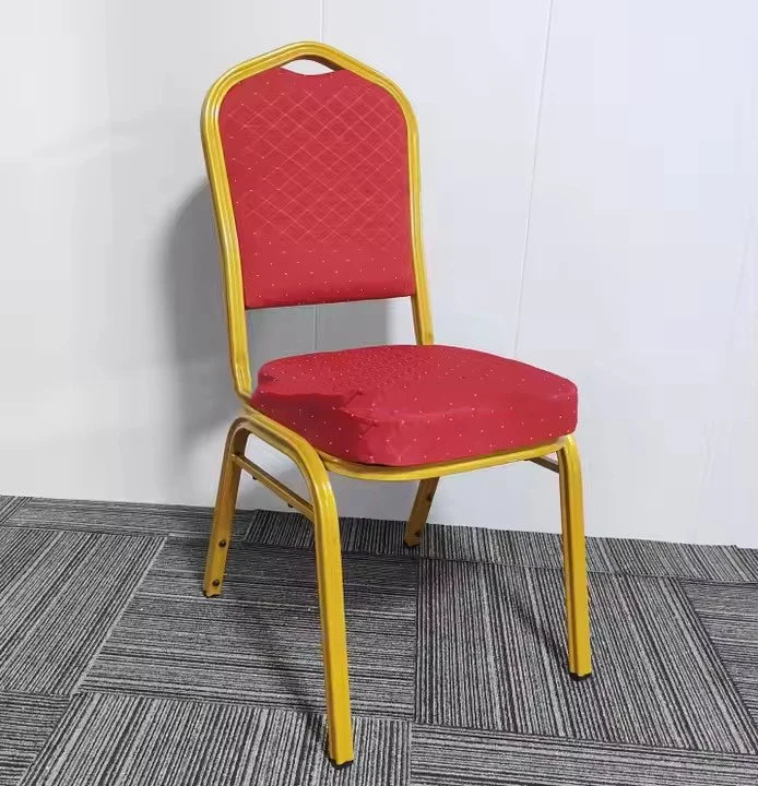 Hot Sale Contemporary Stackable Red Strong Metal Hotel Banquet Dining Chairs for Restaurant Living Room Use