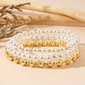 Go2boho 18K Gold Filled Plated Beaded Fashion Jewelry Set Delicate Imitation Pearl Design Gold Plated Beaded Bracelets for Women