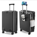 Wholesale 20 24 Inch Hard Pc Trolley Luggage Custom OEM Black Front Opening Women's Travel Suitcase Luggage with Usb Charging