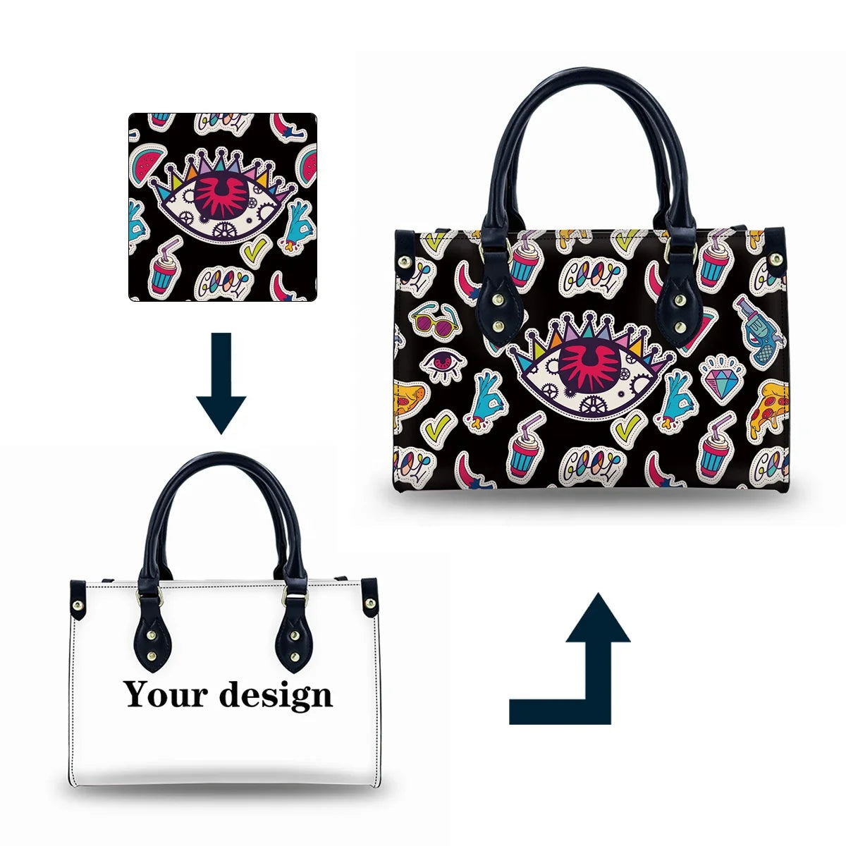 Designer Black Cheapest Handbags for Women All Over Print Tote Bags Waterproof Womens Handbags and Purses 2023