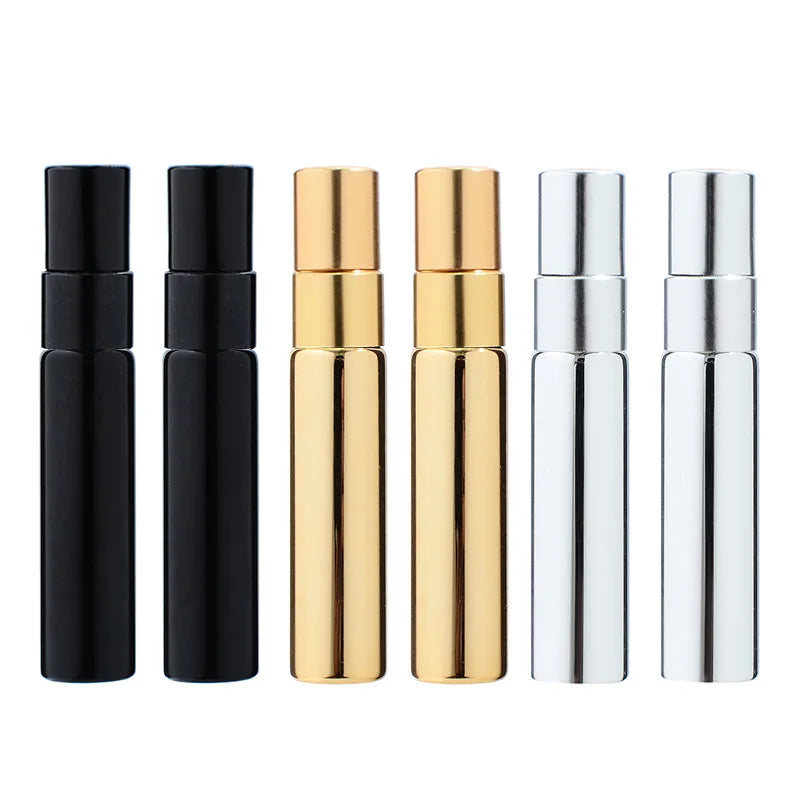 Mini Glass Perfume Bottles With Pump Spray Gold Sliver Black Screen Printing Glass Vial 5ml Glass Perfume Bottle for Cosmetic