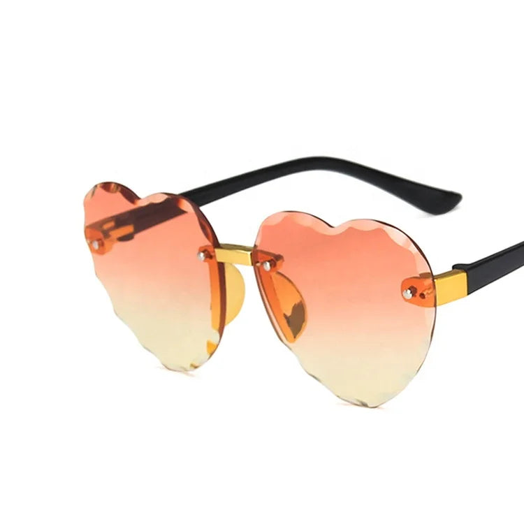 DOISYER 2020 love Shape Little Girls Sun Glasses Diamond Cut Kids Rimless Heart Sunglasses 2021
