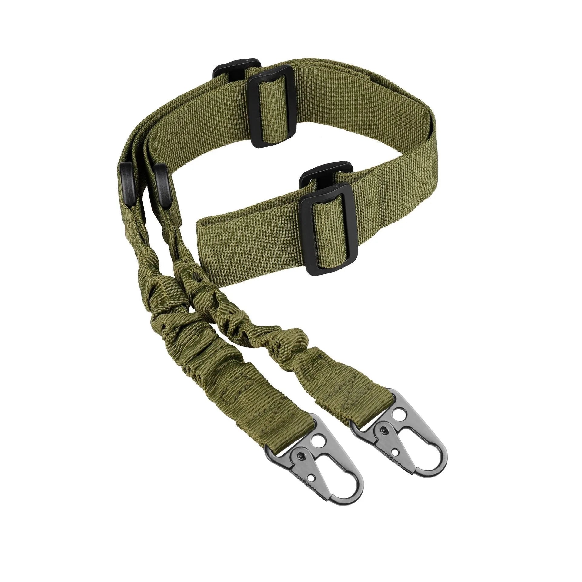 Tactical 1/2 Sling Multifunctional Adjustable Outdoor Hunting Accessory with Metal Eagle Beak Buckle for Shooting Use (Green)