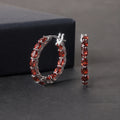 RZ0010 Abiding Fine Jewelry Inside Outside Designs Hoops 925 Sterling Silver Natural Gemstone Red Garnet Hoop Earring