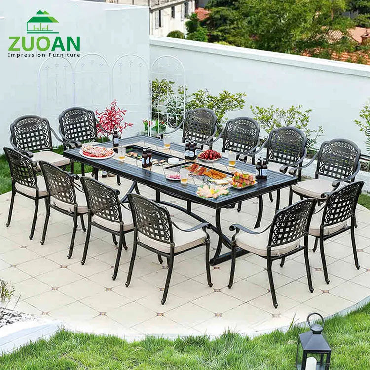 Patio 12 Seat Outdoor Furniture Charcoal Bbq Grills Cast Aluminum Sets