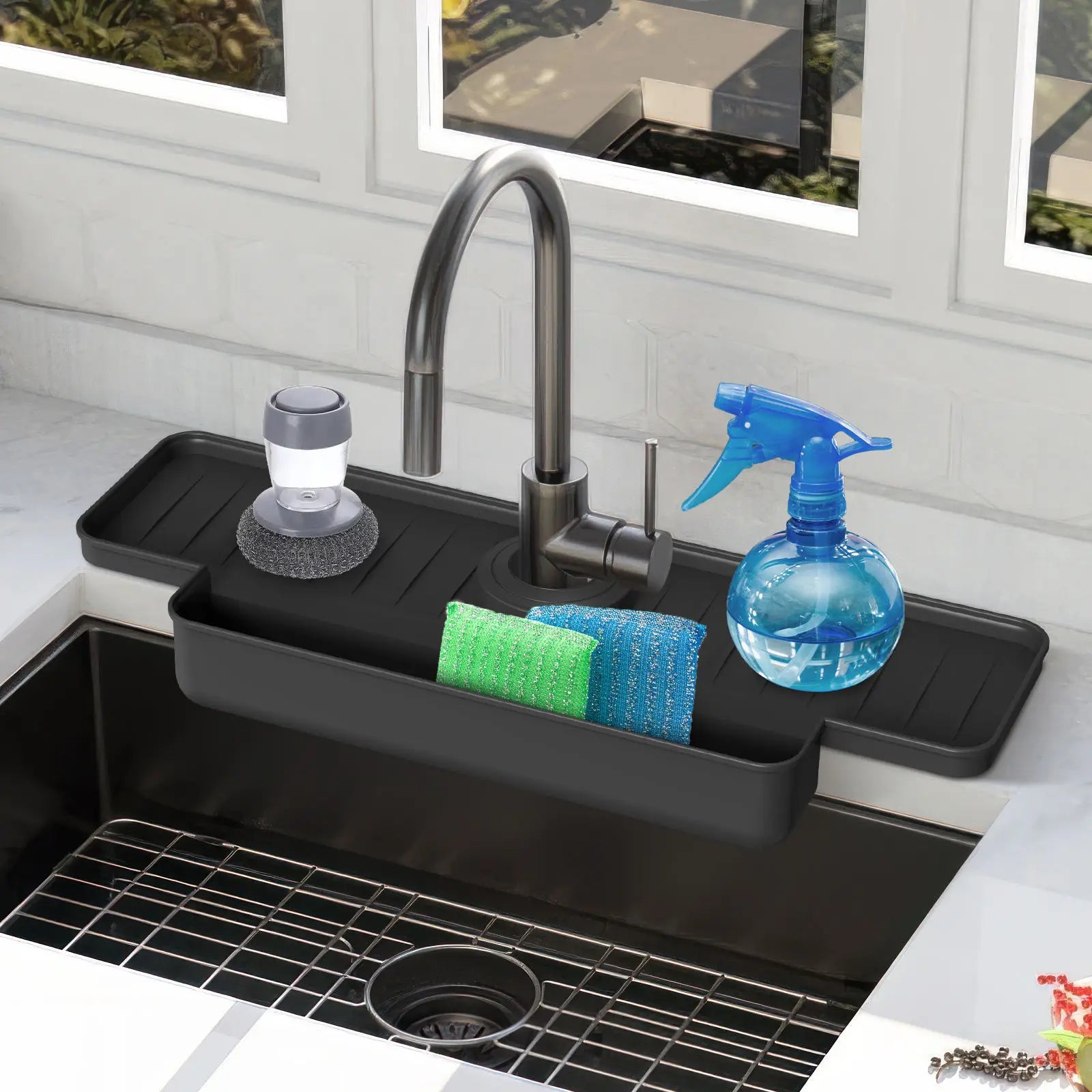 Silicone Faucet Shelf with Easy Installation for Sink Water Splash Guard Silicone Drainage Basket