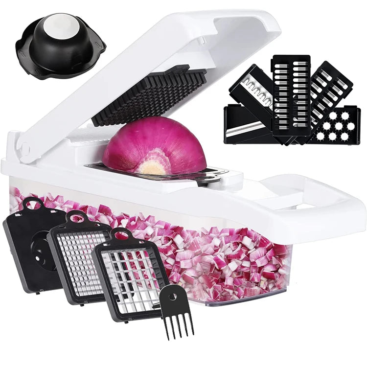 Chopper Vegetable CutterProfessional Mandolin Slicer for Food Dicer for PotatoTomatoVeggieOnion with 7 Blades