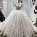 Custom Made Arabia Princess Ball Gown 3D Flowers Wedding Dress Beads Short Sleeve Bridal Gowns Crystal Wm35