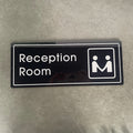 Reception Signage Retail Indoor Office Sign Black Acrylic UV Printed Reception Room Door Sign with Tape