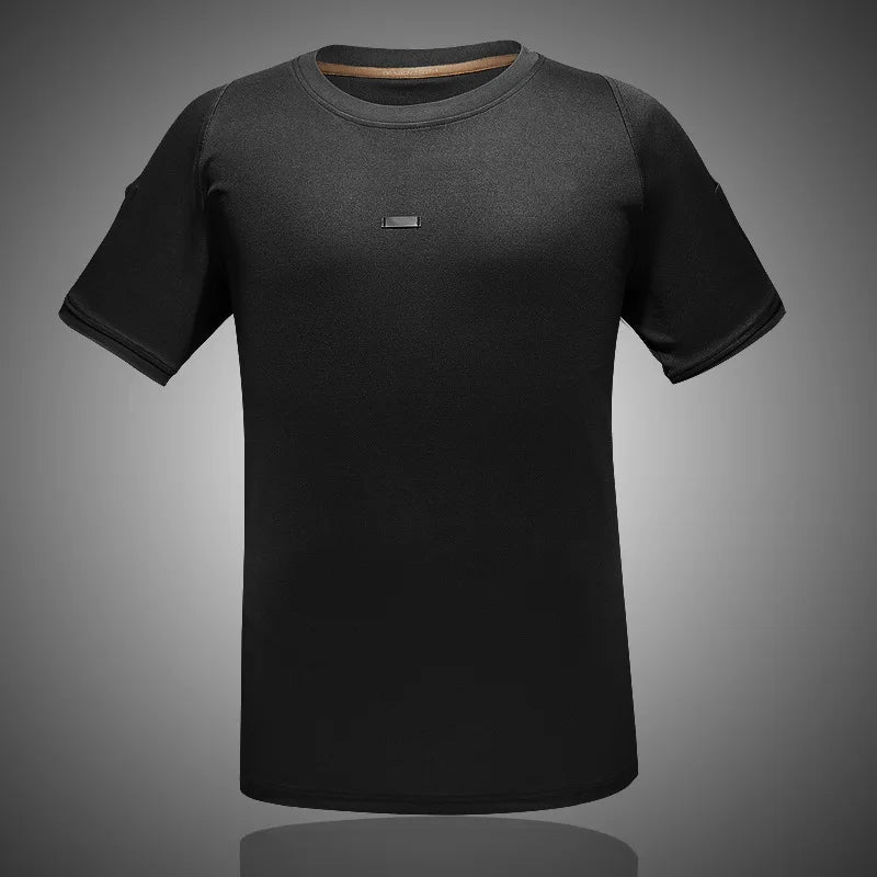 Outdoor Tactical Lapel Quick-drying T-shirt Men's Casual Round Neck Short Sleeve Stretch Breathable Shirts