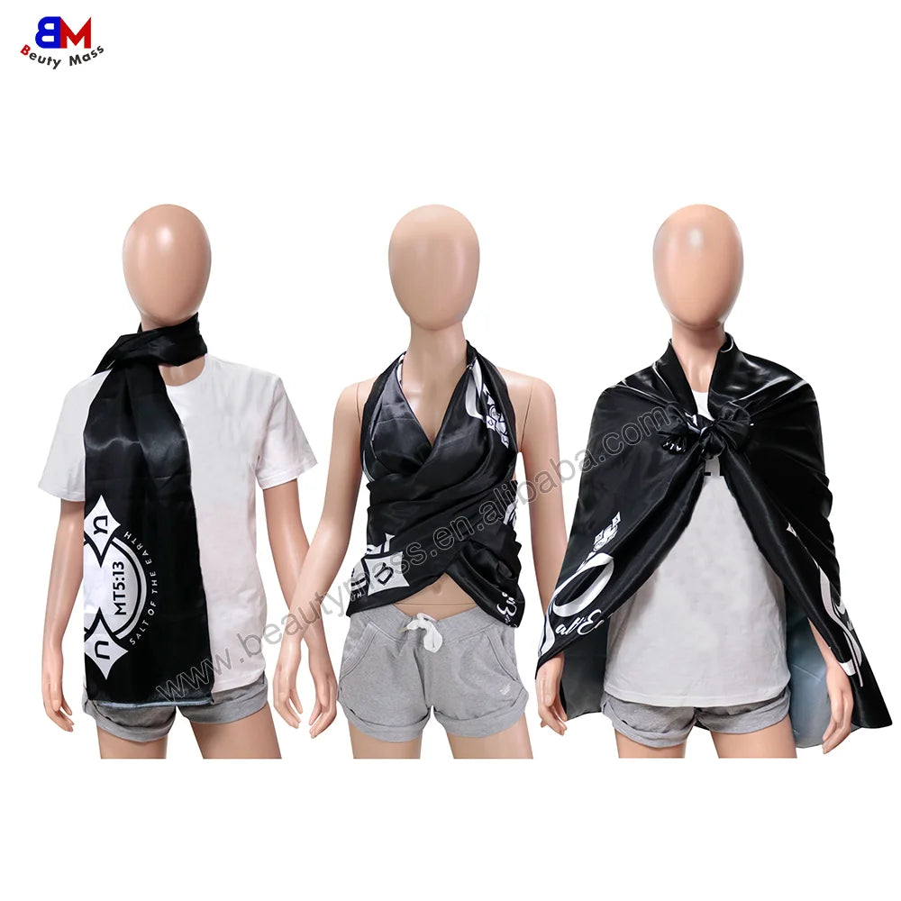 Wholesale Luxury Custom Silky Scarf  Stylish Square Hijab Flight Scarf for Women