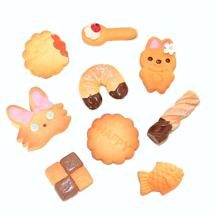Cute Resin Simulation Cookie Charms for DIY Flatback Cabochon Phone Case Keychain Accessories