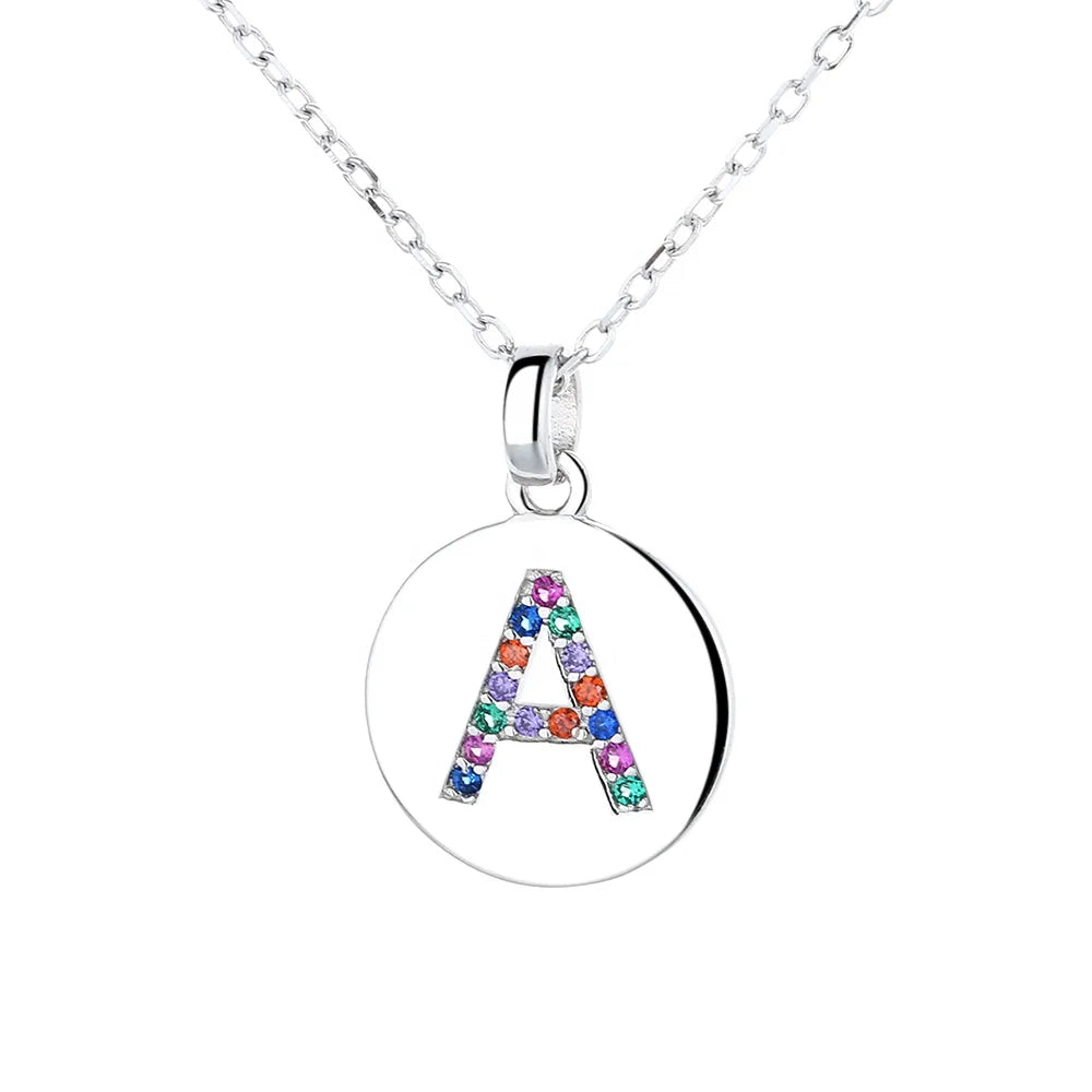 Inlaid Letter Necklace Pendant Charm Lady Necklace