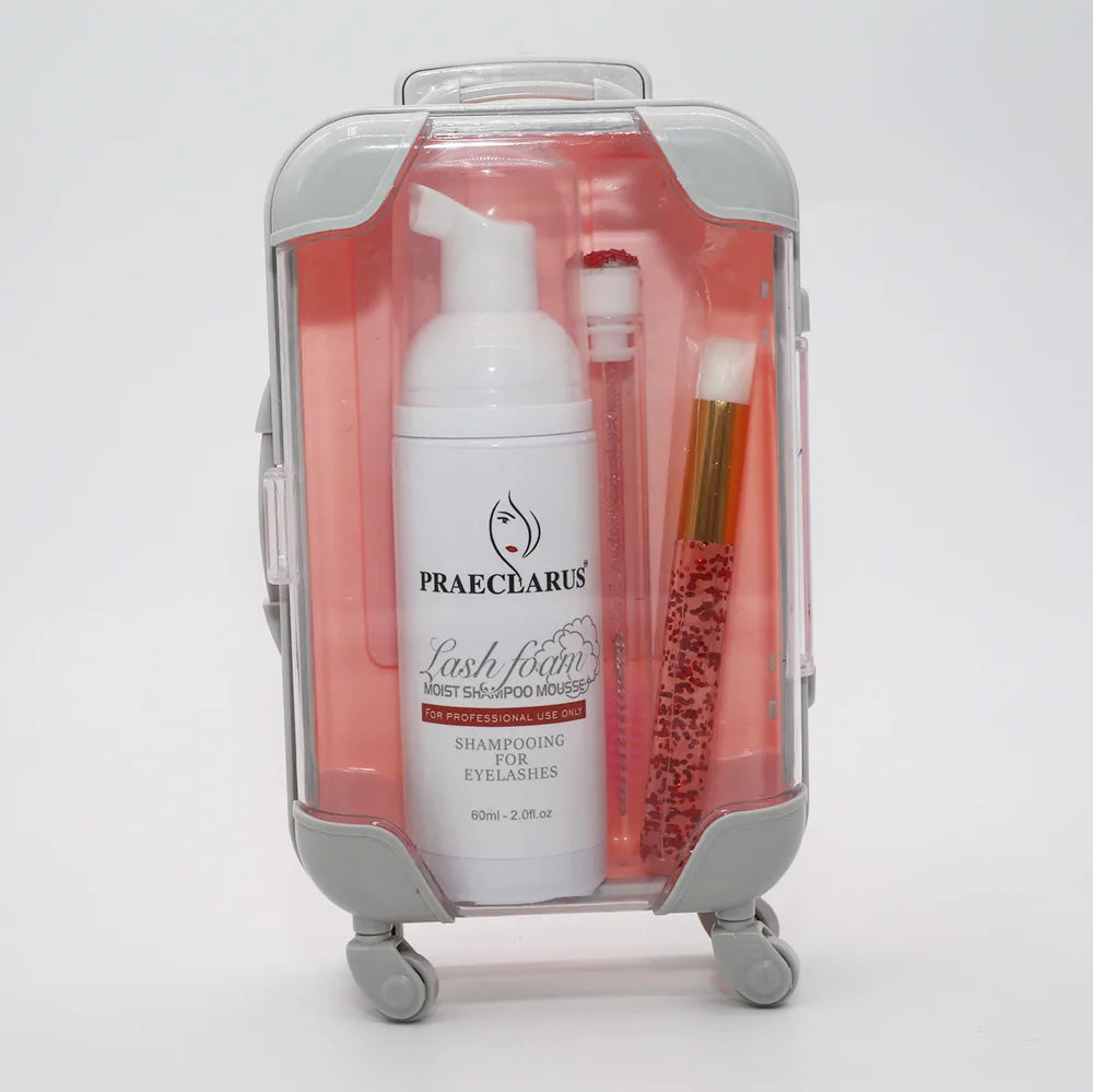 Tear Free and Vegan Friendly Private Label Foam Cleanser with Brushes Lash Bath Custom Lash Shampoo Bottle Packaging with Logo