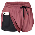 Manufacturer Custom Logo Printed Training Wear Women Nylon Sports 2 in 1 Gym Fitness Shorts With Pocket