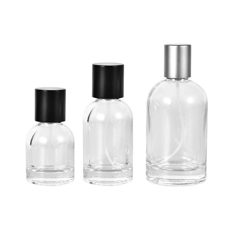 30/50/100ml Clear Boston Round Glass Perfume Bottle Container Free Sample Spray Bottle
