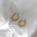 New Trendy Earring 18K PVD Gold Plated Twisted Rope Chain Twisted Hoop Earrings Bead Chain Statement Earring Tarnish Free