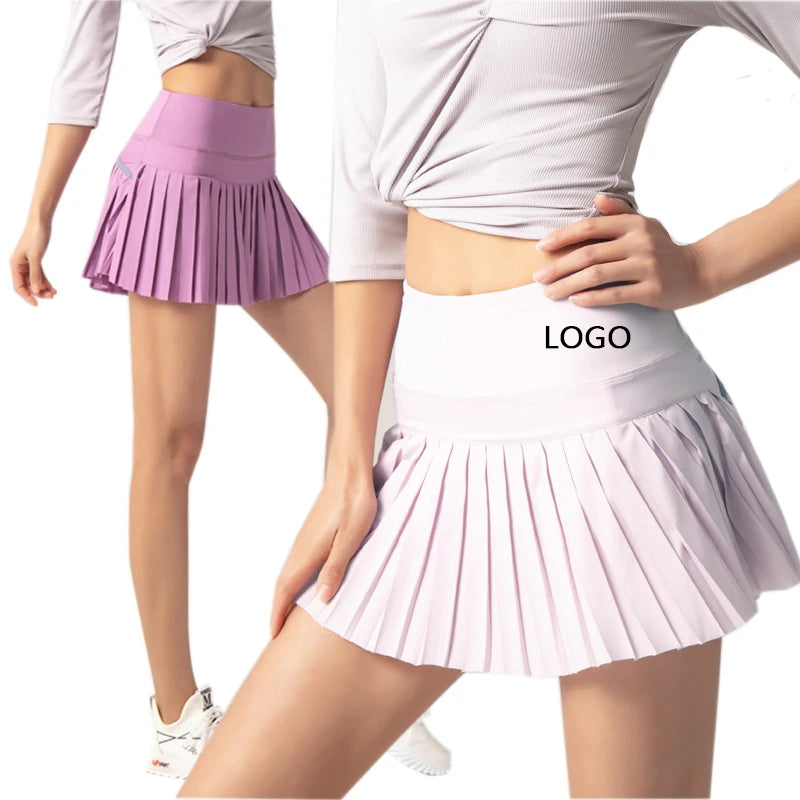 Custom Logo Women Buttery Soft Built-in Short Golf Skirt Pleated Running Workout Tennis Skirt