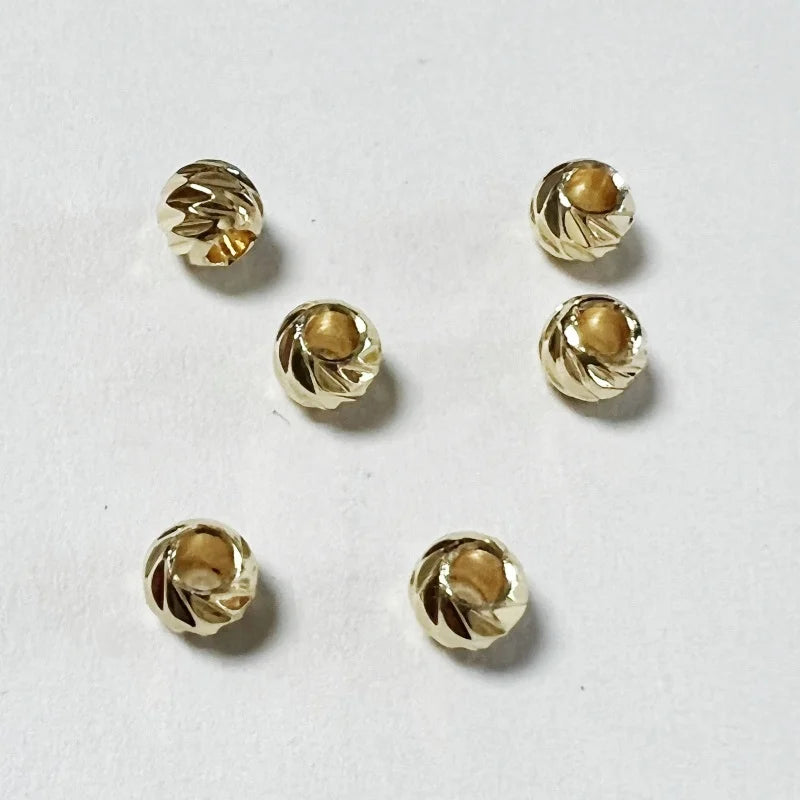4mm 5mm 24K Triple Gold Plated Spacer Beads Round Stripe Gold Beads for Jewelry Making