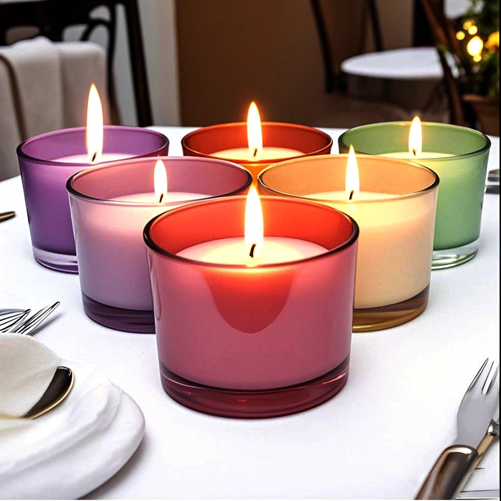 FENGJUN Vessel Empty Iridescent Unique Massage Christmas Candle Holders Lanterns and Candle Jars Luxury Candle Glass Jars