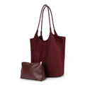 Retro Reversed Large Burgundy PU Suede Bag High Capacity Women's Suede Hobo Bag Autumn Winter One Shoulder Bucket Tote Bag