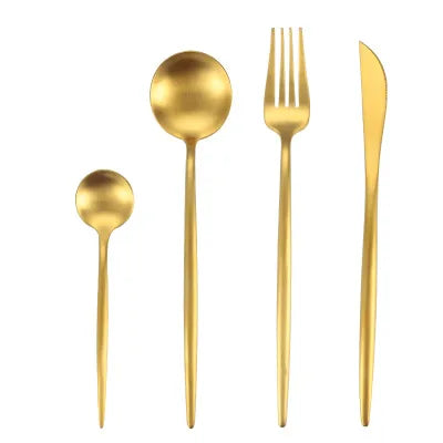 Gold Western Luxury Cutlery Set 304 Stainless Steel Spoon Fork for Restaurants and Weddings for Business Gifts