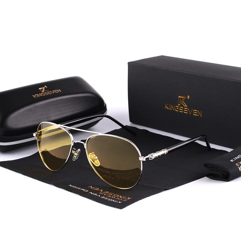 KINGSEVEN 2025 Polarized Night Driving Sunglasses Men Brand Designer Yellow Lens Night Vision Driving Glasses Reduce Glare K709