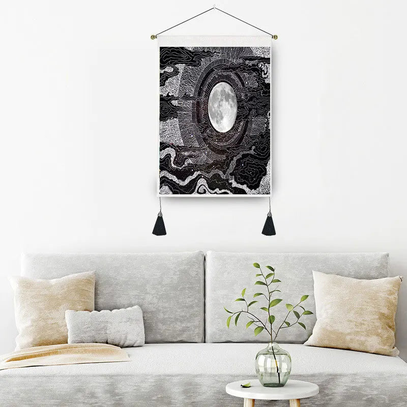 35*50cm Starry Night Tapestry Mountain Moon Stars Tapestry Psychedelic Witch Wall Hanging for Bedroom Living Room Decor