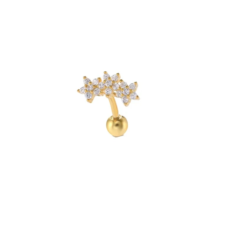 Rainbowking Best Price S925 Sterling Silver Personalized Snowflake Nose Rings & Studs