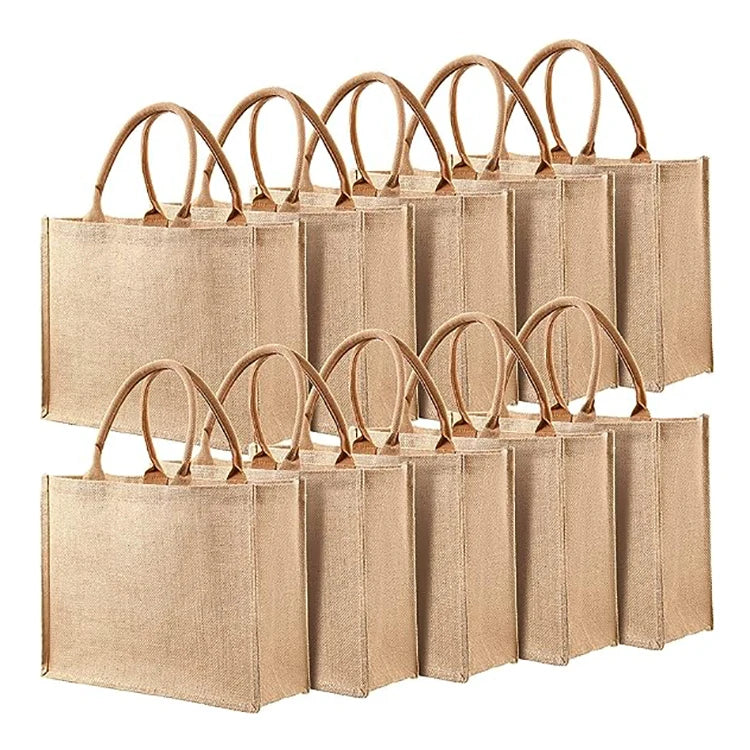 Wholesale Eco-Friendly Reusable Burlap Handbag Custom Printed Logo Jute Tote Bag for Daily Usage