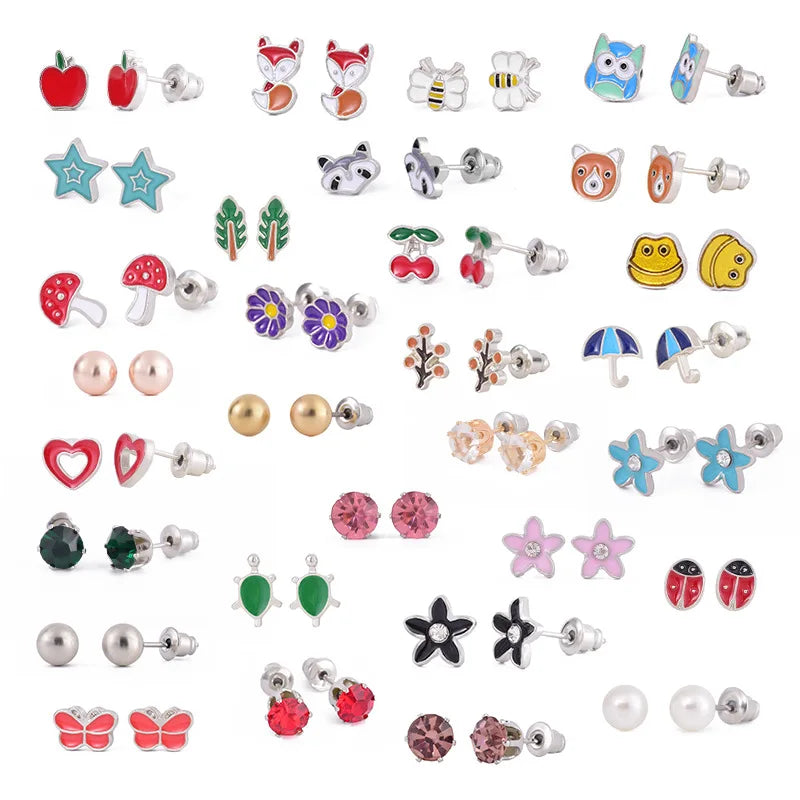 30 Pairs Colorful Cute Stud Earrings Hypoallergenic Earrings Earrings for Girls and Women