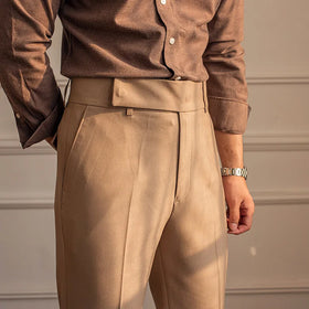 2025 Factory Wholesale British Style High Waist Straight Trousers Business Casual Non-ironing Joker Men's Cotton Pants Trousers