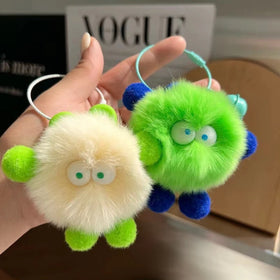 Net Red Fashion Ins Style Rex Rabbit Hair Elf Keychain Fur Fur Ball Small Briquettes Pendant Bag Accessories