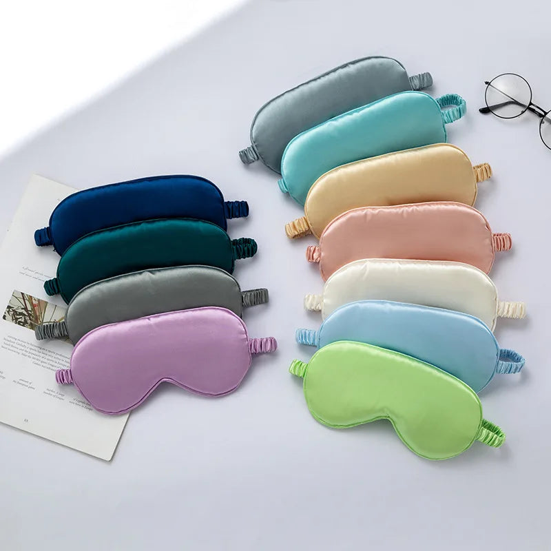 Custom Logo Satin Silk Sleep Eye Cover Eyemask Sleeping Night Eye Shade Sleep Mask With Elastic Strap