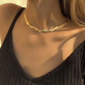 Wholesale Brass Alloy Flat Twisted Snake Chain Choker Necklace and Bracelet for Women