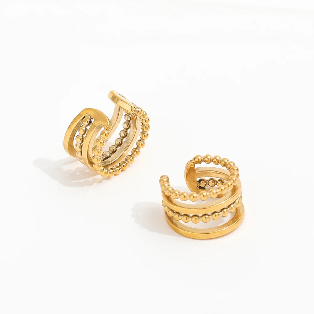 JOOLIM Jewelry PVD 18K Gold Plated Bead Gold Plated Hoop Earrings Stainless Steel Jewelry