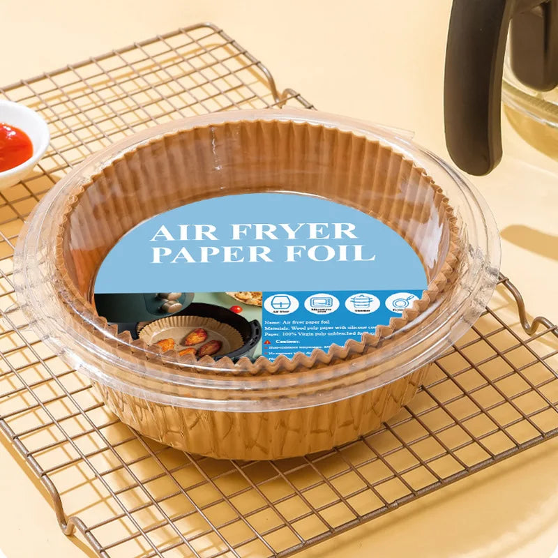 20CM 200PCS/Pack Air Fryer Paper Liners Non-stick Basket Mat Frying Pan 7.9 Inch Disposable Paper Liner for Microwave
