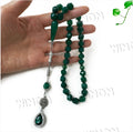Natural Green Agate Diamond Cut 10mm 33pcs Allah Rosary Misbaha Prayer Beads Islamic Tasbih Muslim