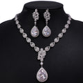2022 New Tiktok Bridal Jewelry Crystal Wedding Jewelry Set Luxury Large Drop Zircon Necklace Earrings Set for Women Girls