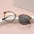 Blue Cut Photochromic Lens Change Colors in Sunshine Anti Blue Light Filter Round TR Frame Sun Glasses Sunglasses